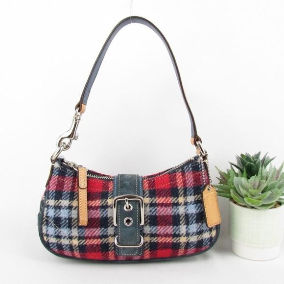 Authentic Coach Y2K Vintage Wool Plaid Bag - Picture 1 of 8